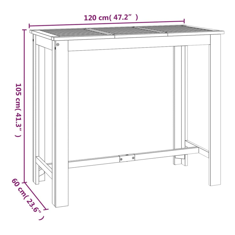 Tuinbartafel 120x60x105 cm massief acaciahout MeubelReus