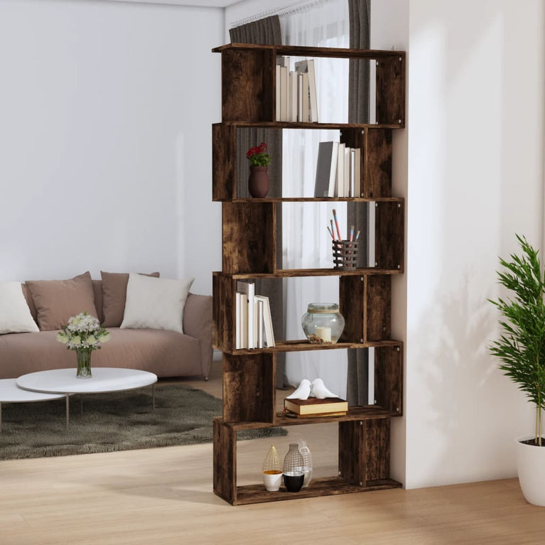 Boekenkast/kamerscherm 80x24x192 cm bewerkt hout gerookt eiken MeubelReus