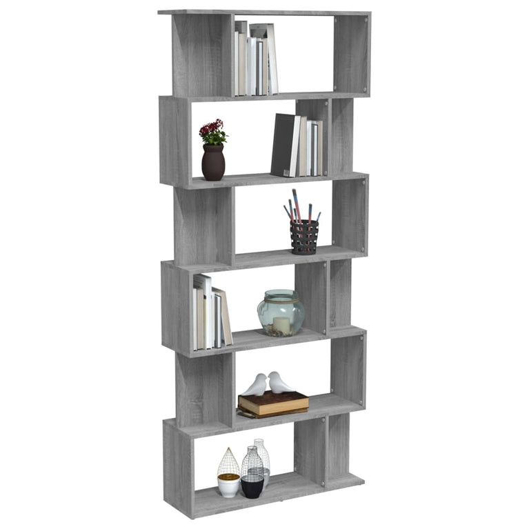 Boekenkast/kamerscherm 80x24x192 cm bewerkt hout grijs sonoma MeubelReus