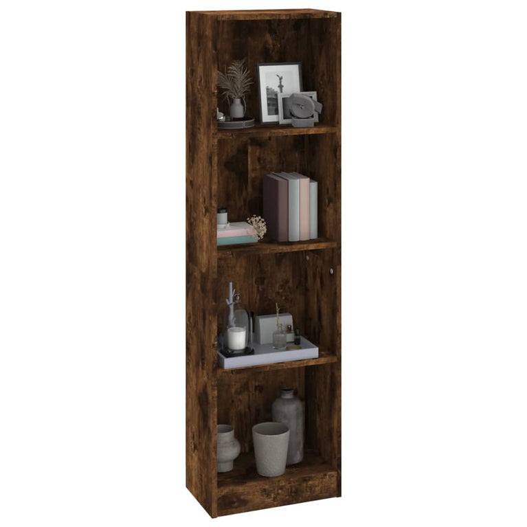 Boekenkast 4-laags 40x24x143 cm bewerkt hout gerookt eikenkleur MeubelReus