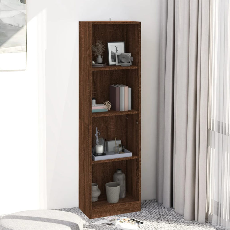 Boekenkast met 4 schappen 40x24x143 cm bewerkt hout bruineiken MeubelReus