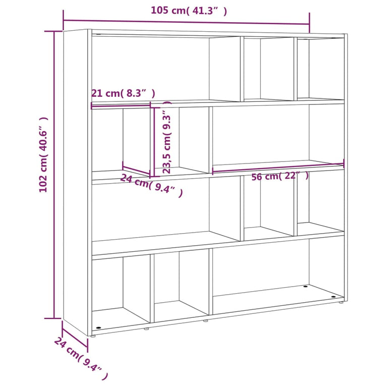 Boekenkast/kamerscherm 105x24x102 cm zwart