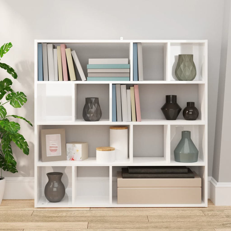 Boekenkast/kamerscherm 105x24x102 cm hoogglans wit