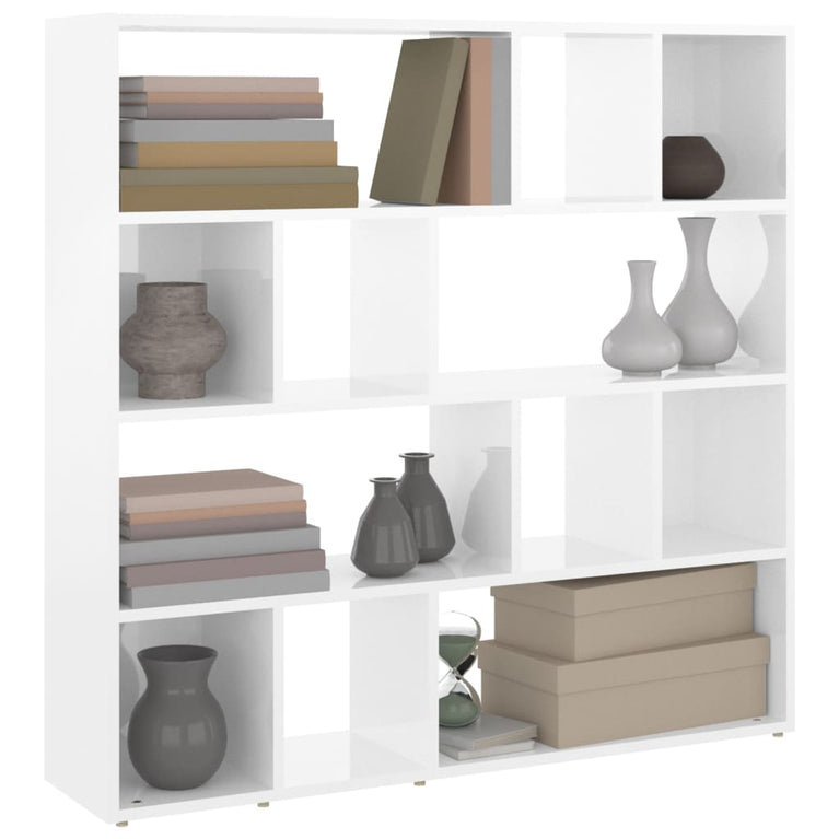 Boekenkast/kamerscherm 105x24x102 cm hoogglans wit