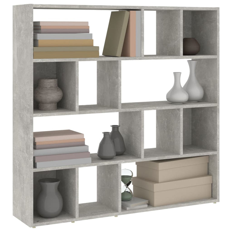 Boekenkast/kamerscherm 105x24x102 cm betongrijs