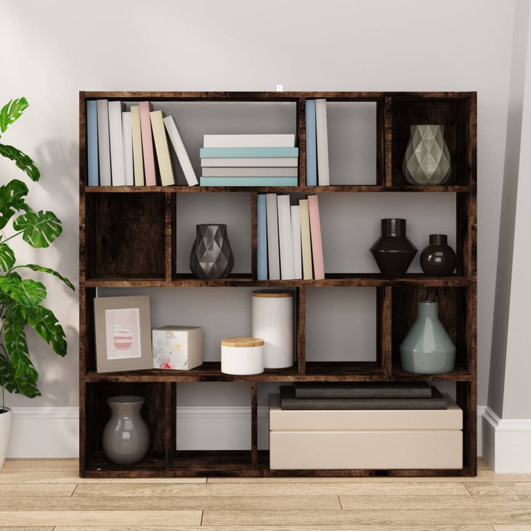 Boekenkast/kamerscherm 105x24x102 cm gerookt eikenkleurig