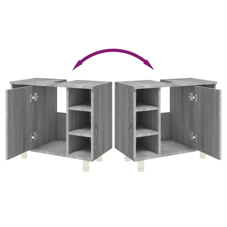 Badkamerkast 60x32x53,5 cm bewerkt hout grijs sonoma eikenkleur MeubelReus