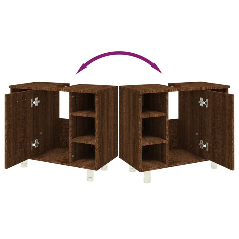 Badkamerkast 60x32x53,5 cm bewerkt hout bruin eikenkleur MeubelReus