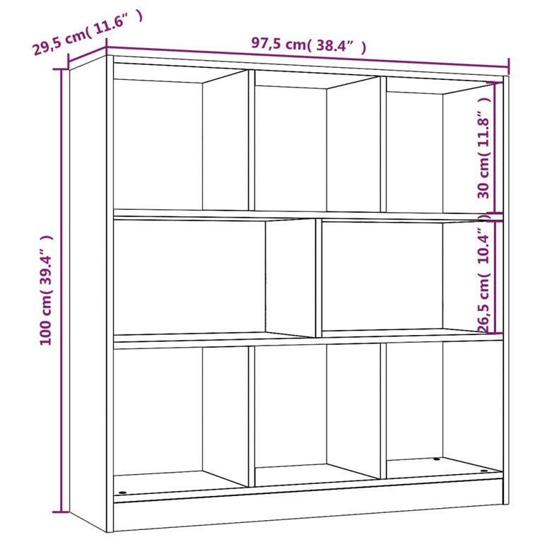 Boekenkast 97,5x29,5x100 cm bewerkt hout grijs sonoma eiken MeubelReus