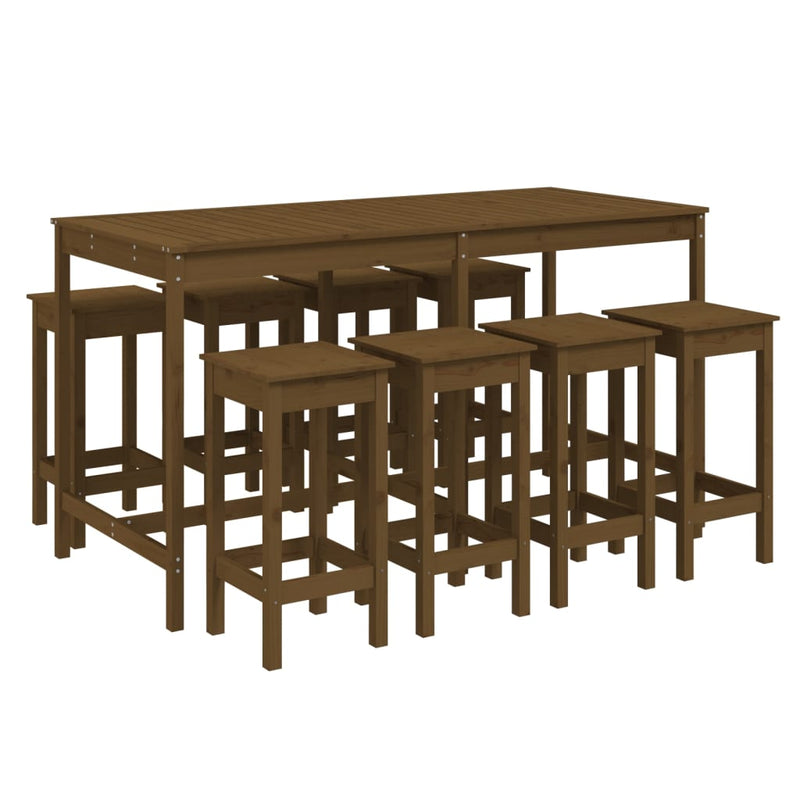 9-delige Tuinbarset massief grenenhout honingbruin MeubelReus