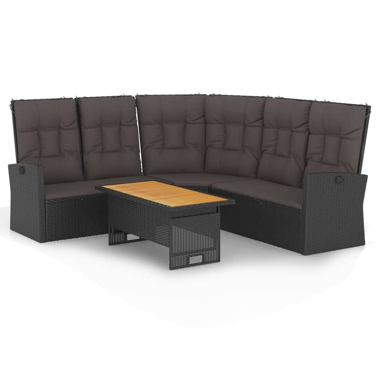 2-delige Loungeset met kussens poly rattan zwart MeubelReus