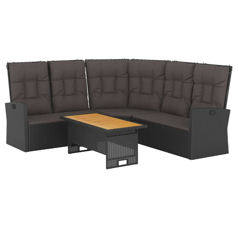 2-delige Loungeset met kussens poly rattan zwart MeubelReus