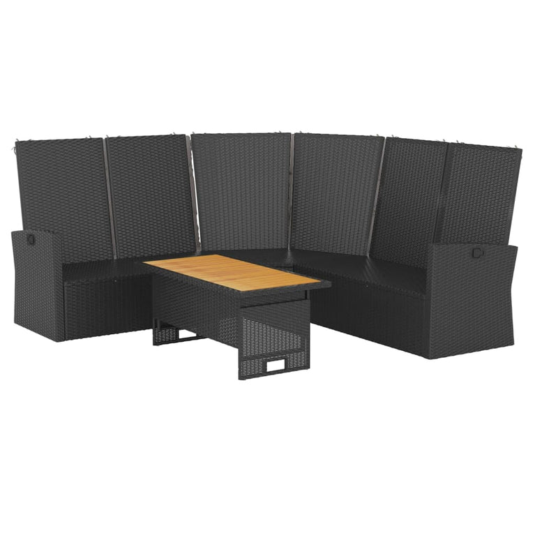 2-delige Loungeset met kussens poly rattan zwart MeubelReus