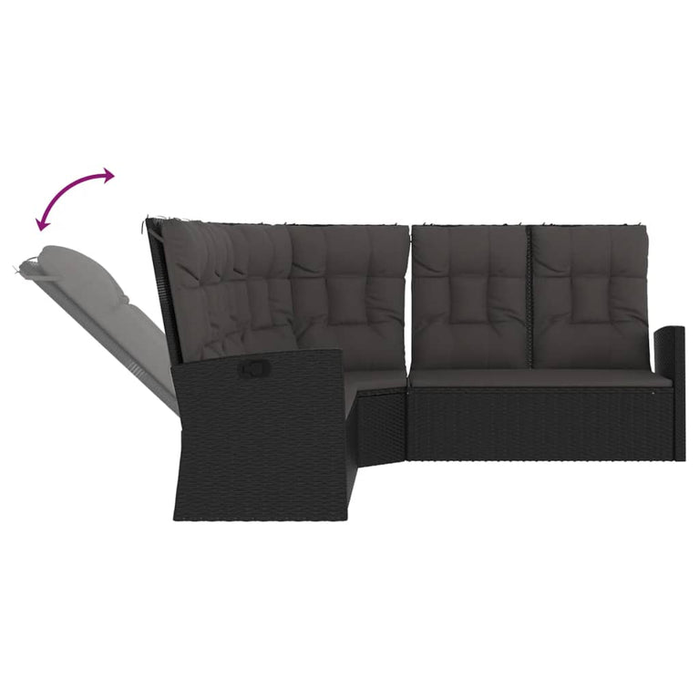 2-delige Loungeset met kussens poly rattan zwart MeubelReus