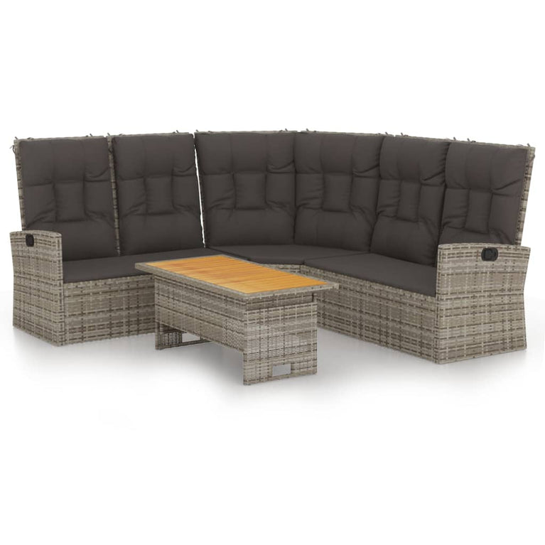 2-delige Loungeset met kussens poly rattan grijs MeubelReus