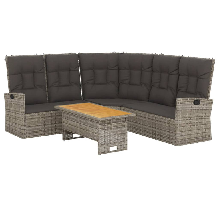 2-delige Loungeset met kussens poly rattan grijs MeubelReus
