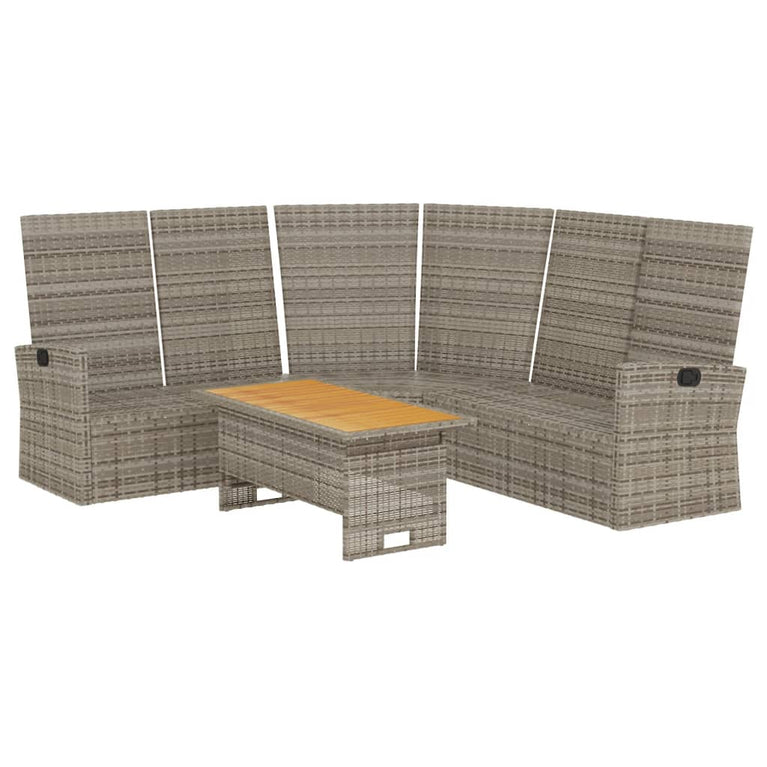 2-delige Loungeset met kussens poly rattan grijs MeubelReus