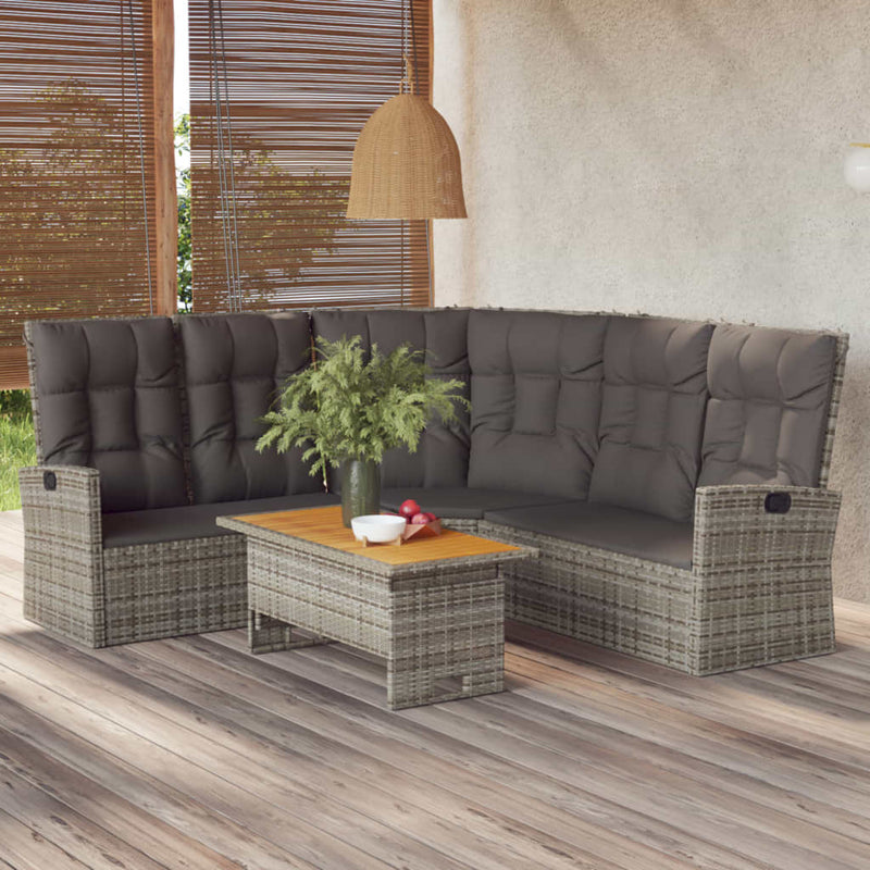 2-delige Loungeset met kussens poly rattan grijs MeubelReus
