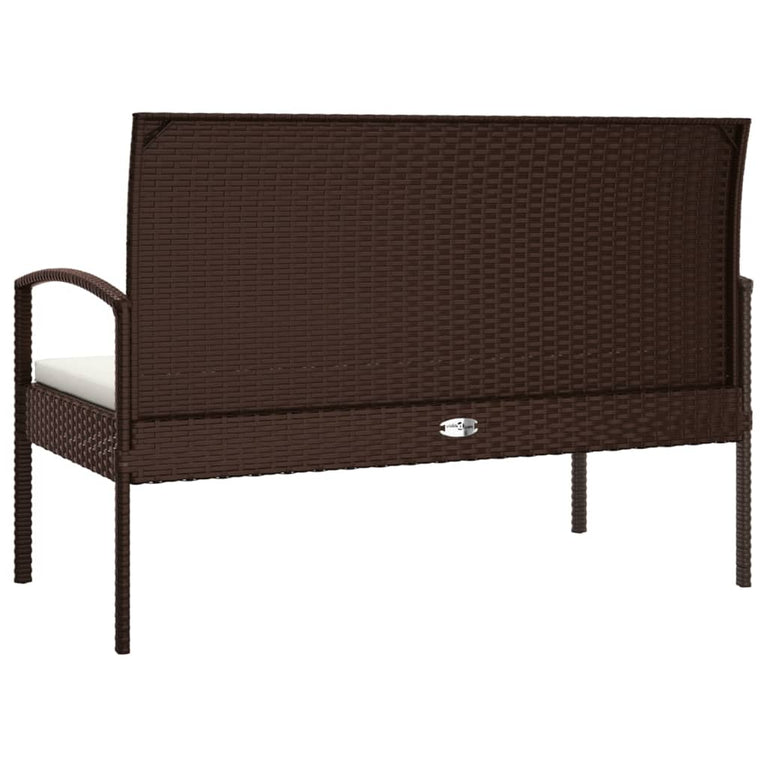 Tuinbank met kussen 105 cm poly rattan bruin MeubelReus