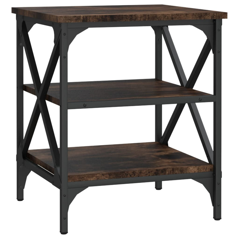 Bijzettafel 40x42x50 cm bewerkt hout gerookt eikenkleurig MeubelReus