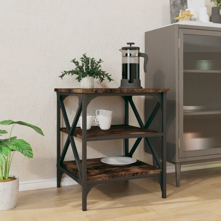 Bijzettafel 40x42x50 cm bewerkt hout gerookt eikenkleurig MeubelReus