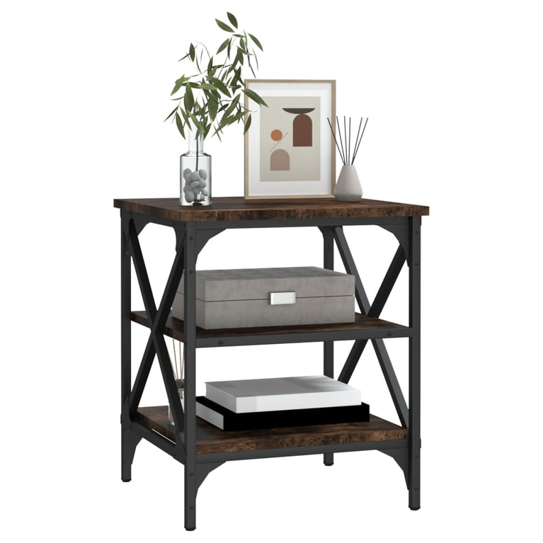 Bijzettafel 40x42x50 cm bewerkt hout gerookt eikenkleurig MeubelReus