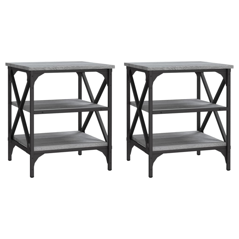 Bijzettafels 2 st 40x42x50 cm bewerkt hout grijs sonoma eiken MeubelReus