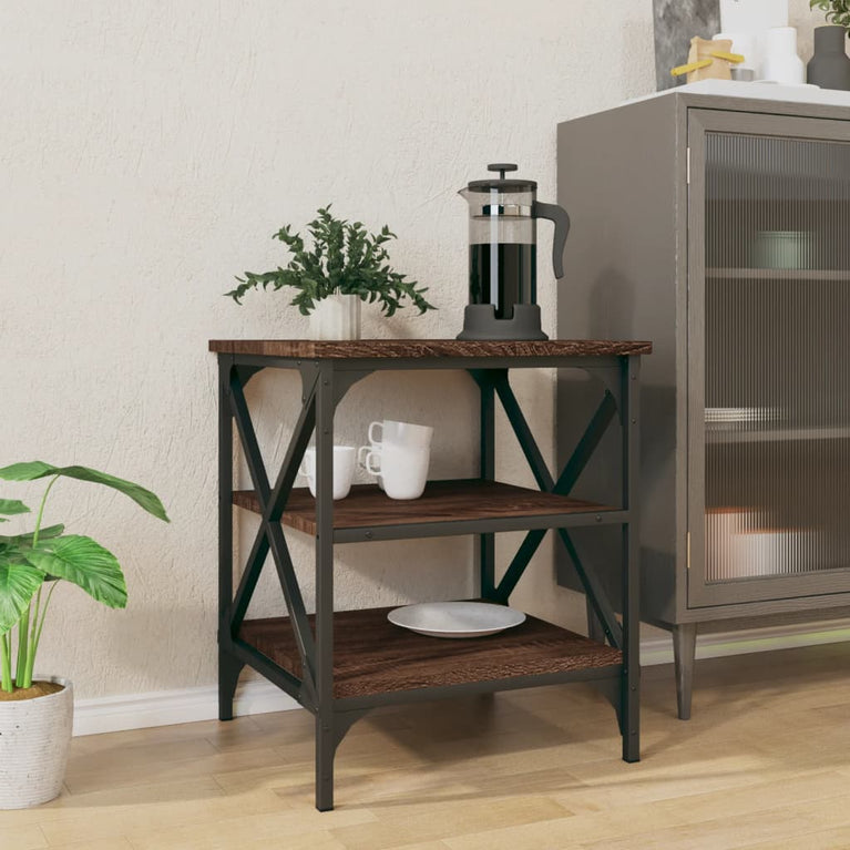 Bijzettafel 40x42x50 cm bewerkt hout bruin eikenkleur MeubelReus