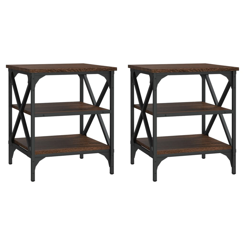 Bijzettafels 2 st 40x42x50 cm bewerkt hout bruin eikenkleur MeubelReus