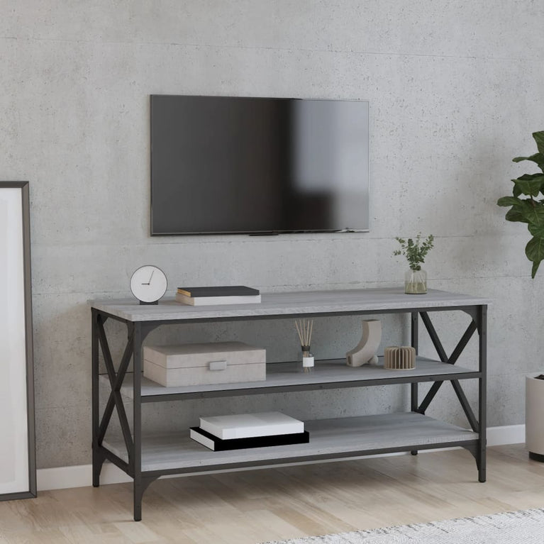 Tv-meubel 100x40x50 cm bewerkt hout grijs sonoma eikenkleurig MeubelReus