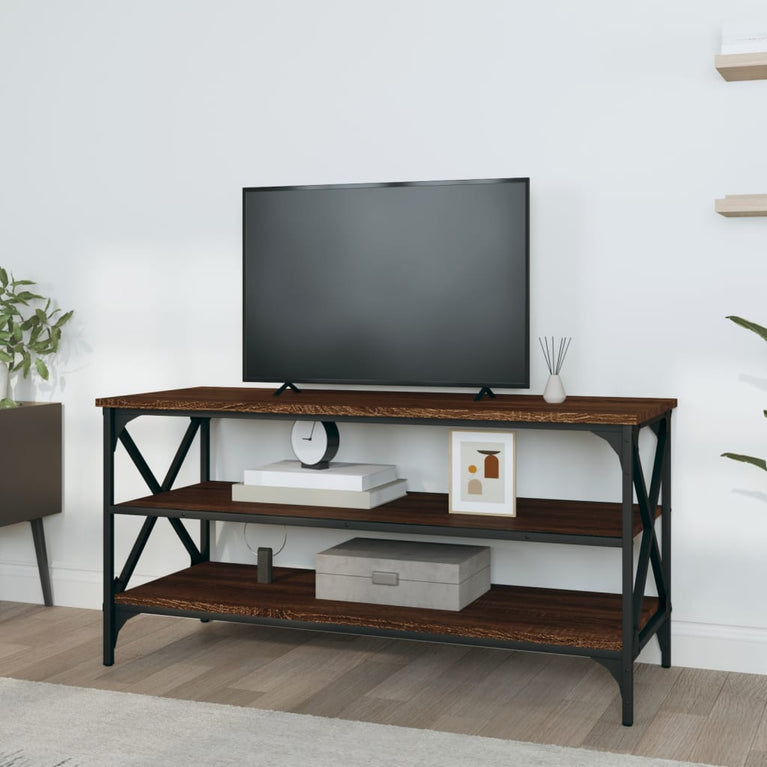 Tv-meubel 100x40x50 cm bewerkt hout bruin eikenkleur MeubelReus