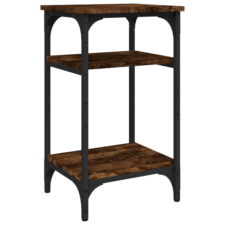 Bijzettafel 35x30x60 cm bewerkt hout gerookt eikenkleurig MeubelReus