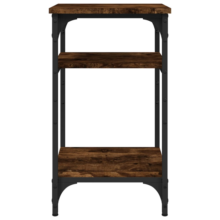 Bijzettafel 35x30x60 cm bewerkt hout gerookt eikenkleurig MeubelReus
