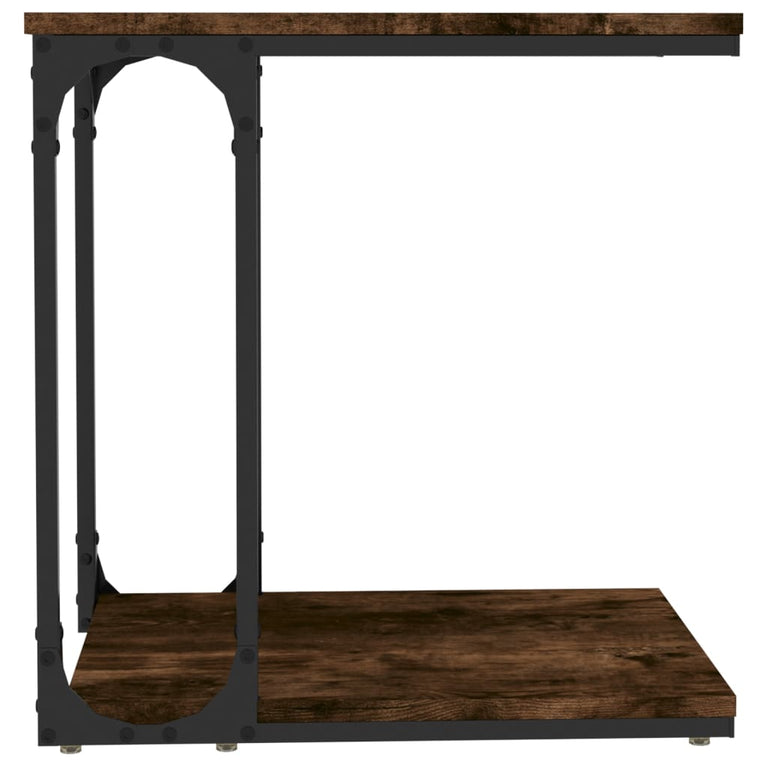 Bijzettafel 50x35x52 cm bewerkt hout gerookt eikenkleurig MeubelReus