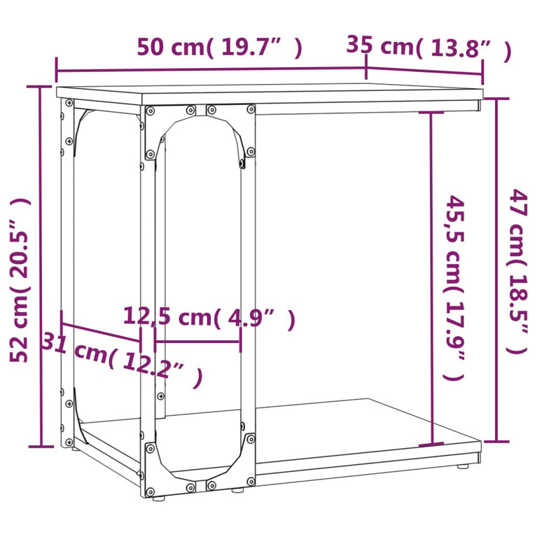 Bijzettafel 50x35x52 cm bewerkt hout grijs sonoma eikenkleur MeubelReus