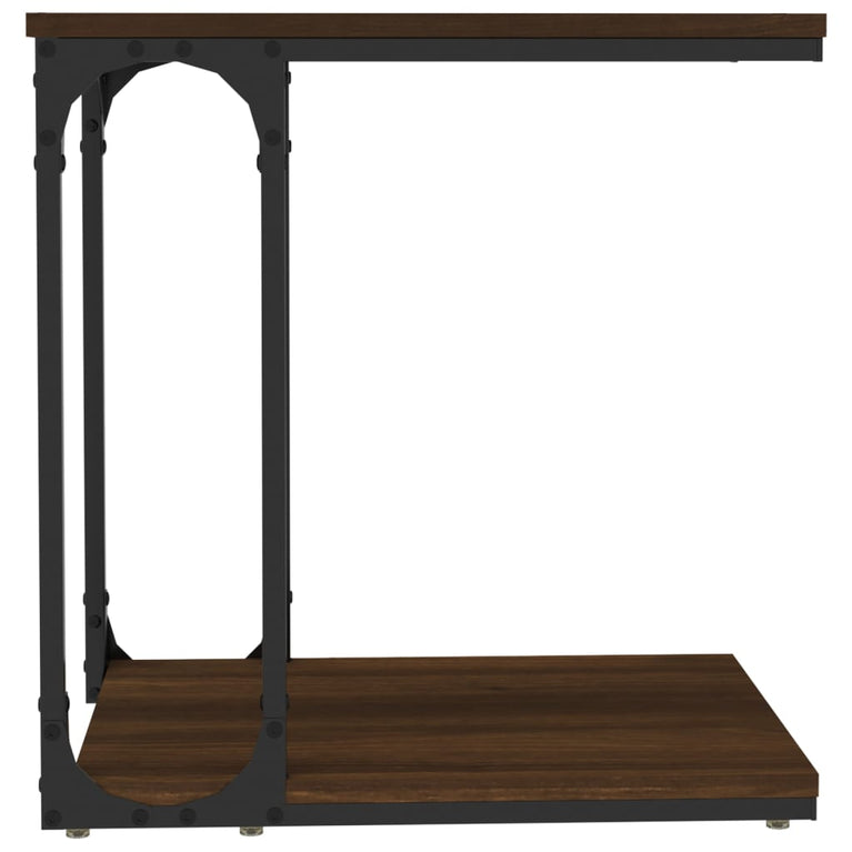 Bijzettafel 50x35x52 cm bewerkt hout bruin eikenkleur MeubelReus