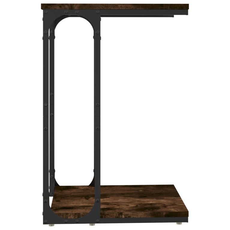 Bijzettafel 40x30x60 cm bewerkt hout gerookt eikenkleurig MeubelReus