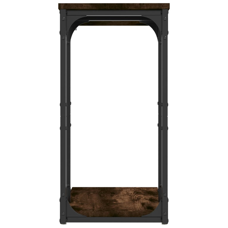 Bijzettafel 40x30x60 cm bewerkt hout gerookt eikenkleurig MeubelReus
