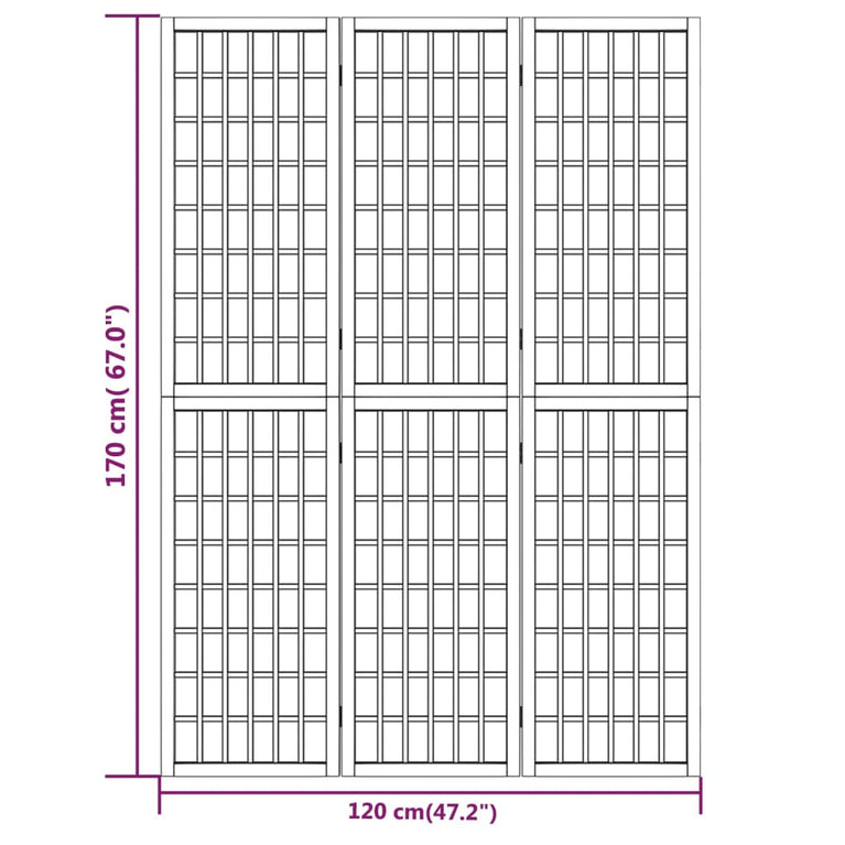 Kamerscherm inklapbaar 3 panelen Japanse stijl 120x170 cm wit