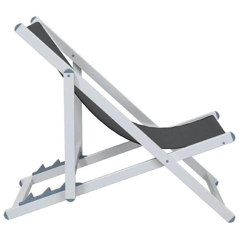Strandstoelen inklapbaar 2 st aluminium en textileen grijs