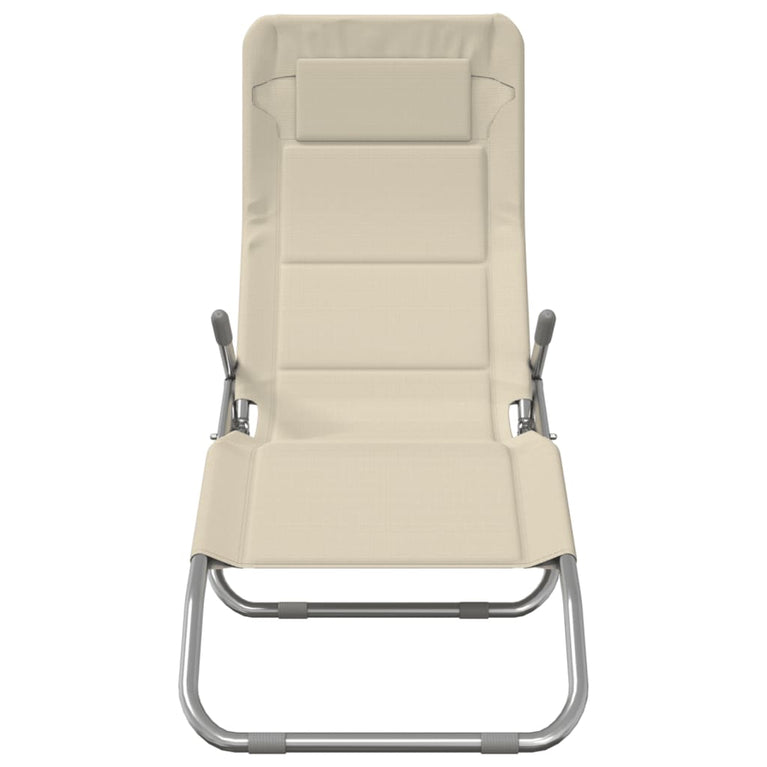 Ligbedden 2 st inklapbaar textileen en gepoedercoat staal crème MeubelReus