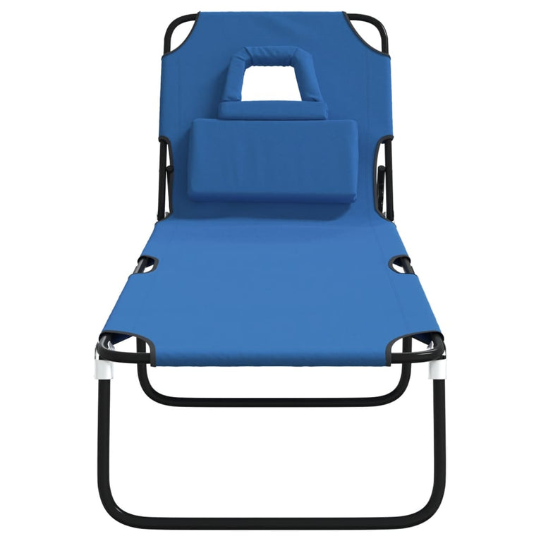 Ligbed inklapbaar oxford stof en gepoedercoat staal blauw MeubelReus