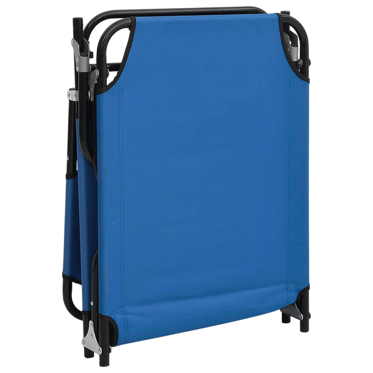 Ligbed inklapbaar oxford stof en gepoedercoat staal blauw MeubelReus