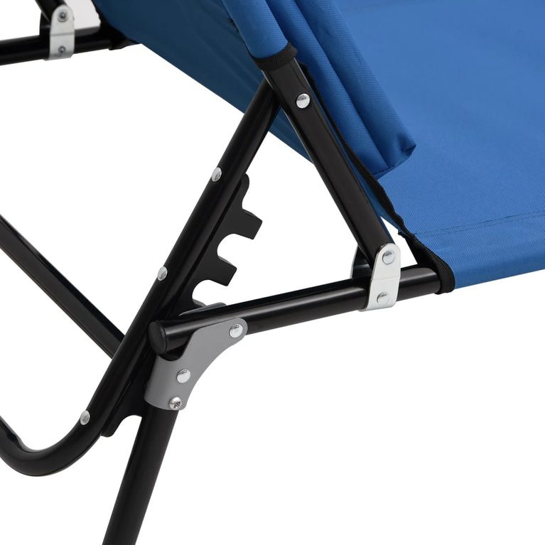 Ligbed inklapbaar oxford stof en gepoedercoat staal blauw MeubelReus