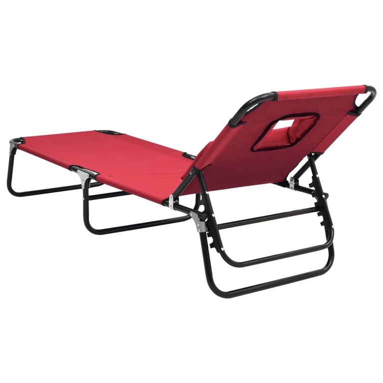 Ligbed inklapbaar oxford stof en gepoedercoat staal rood MeubelReus