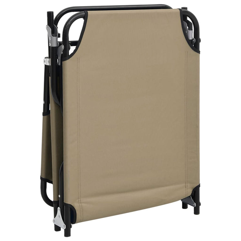 Ligbed inklapbaar oxford stof en gepoedercoat staal taupe MeubelReus