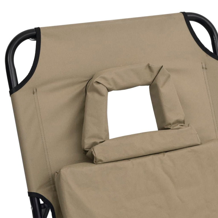 Ligbed inklapbaar oxford stof en gepoedercoat staal taupe MeubelReus