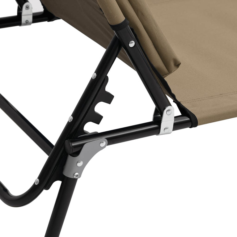 Ligbed inklapbaar oxford stof en gepoedercoat staal taupe MeubelReus
