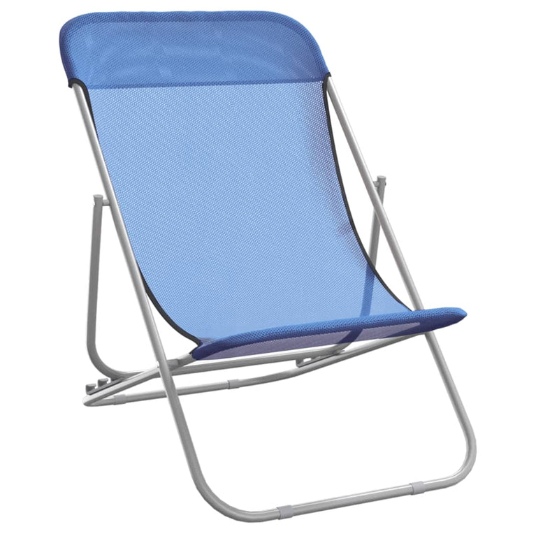 Strandstoelen 2 st textileen en gepoedercoat staal blauw MeubelReus