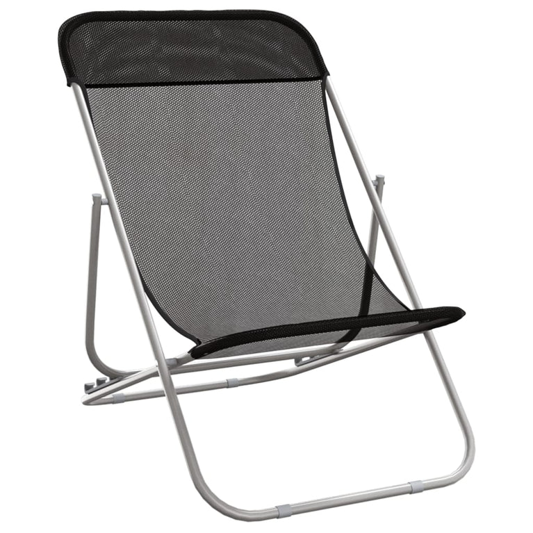 Strandstoelen 2 st textileen en gepoedercoat staal zwart MeubelReus